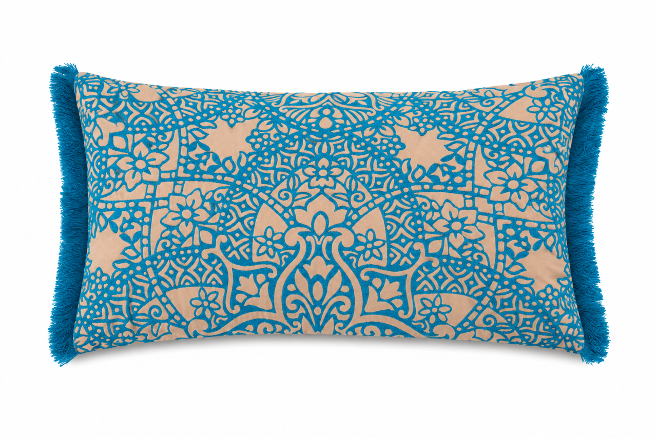 Bleu Frange cushion