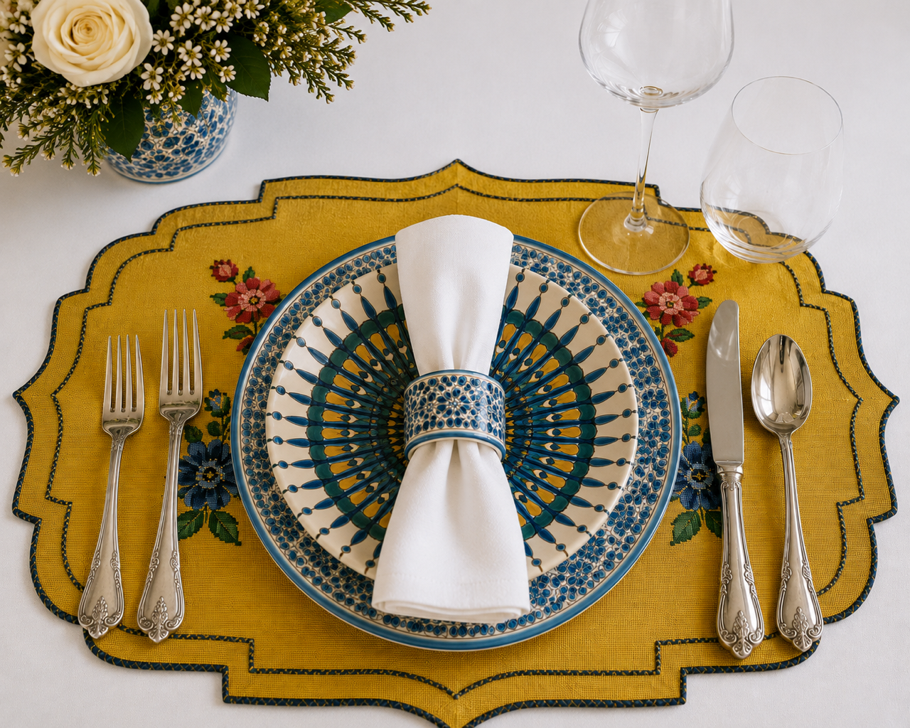 Heritage Floral Placemat Jaune