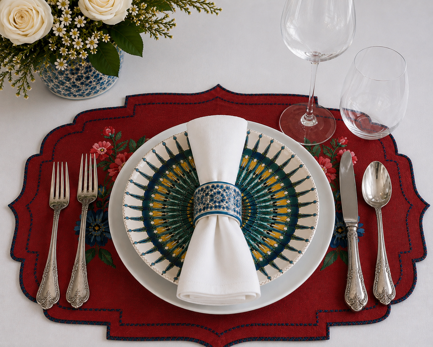 Heritage Floral Placemat Rouge
