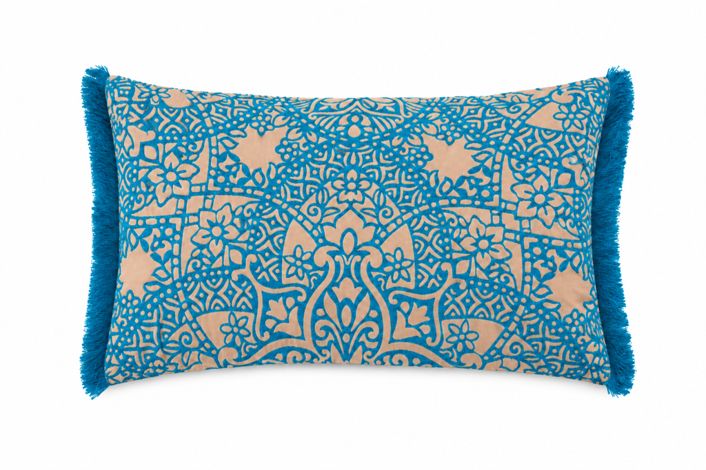 Bleu Frange cushion