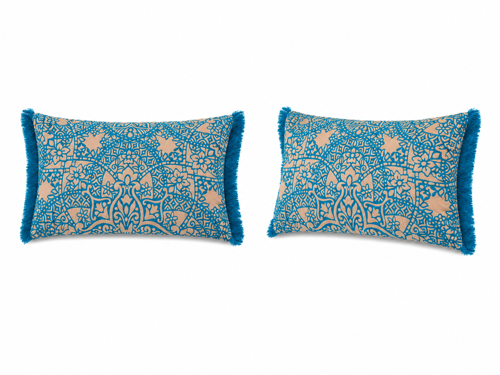 Bleu Frange cushion