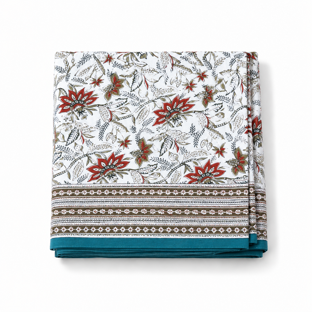 Botanical Teal Tablecloth