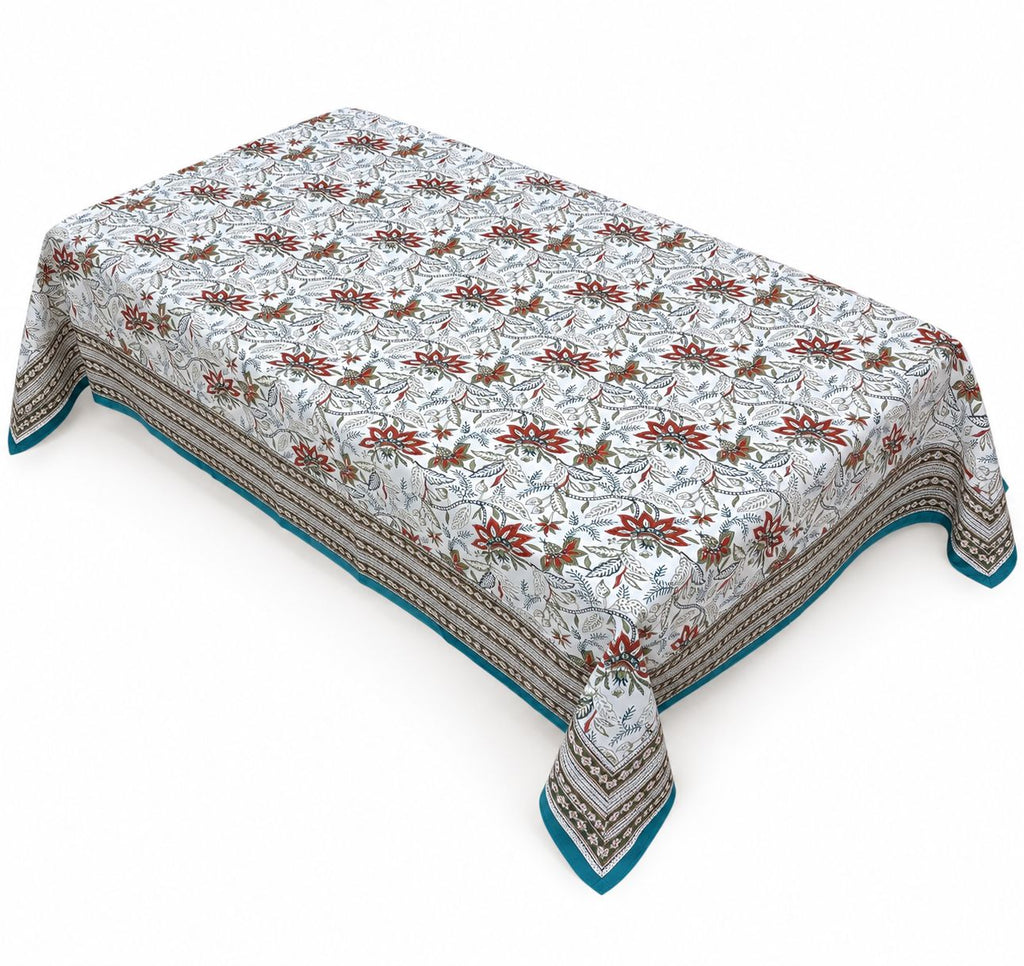 Botanical Teal Tablecloth
