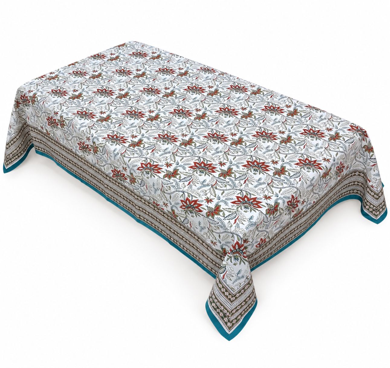 Botanical Teal Tablecloth