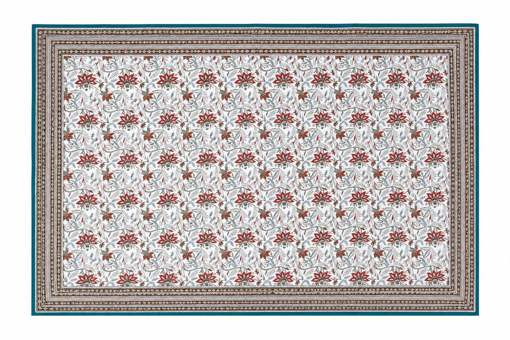 Botanical Teal Tablecloth