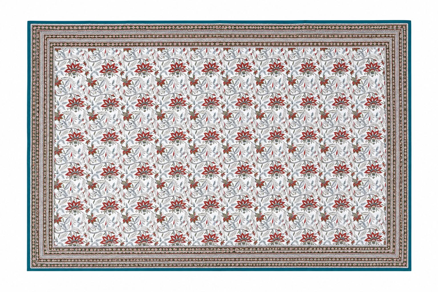 Botanical Teal Tablecloth