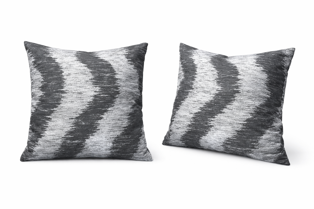Dark Grey Ikat Waves