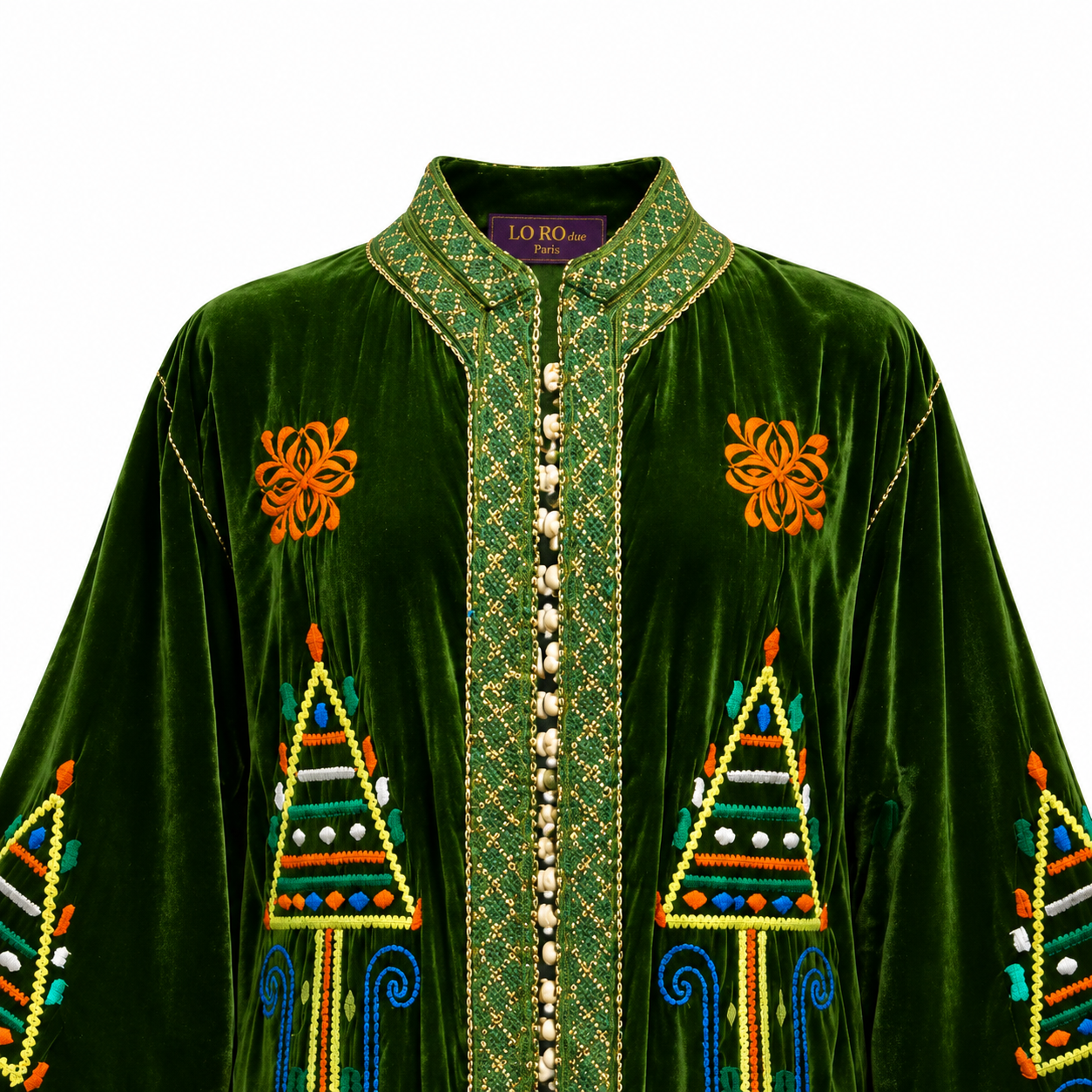 Embroidered Emerald Velvet
