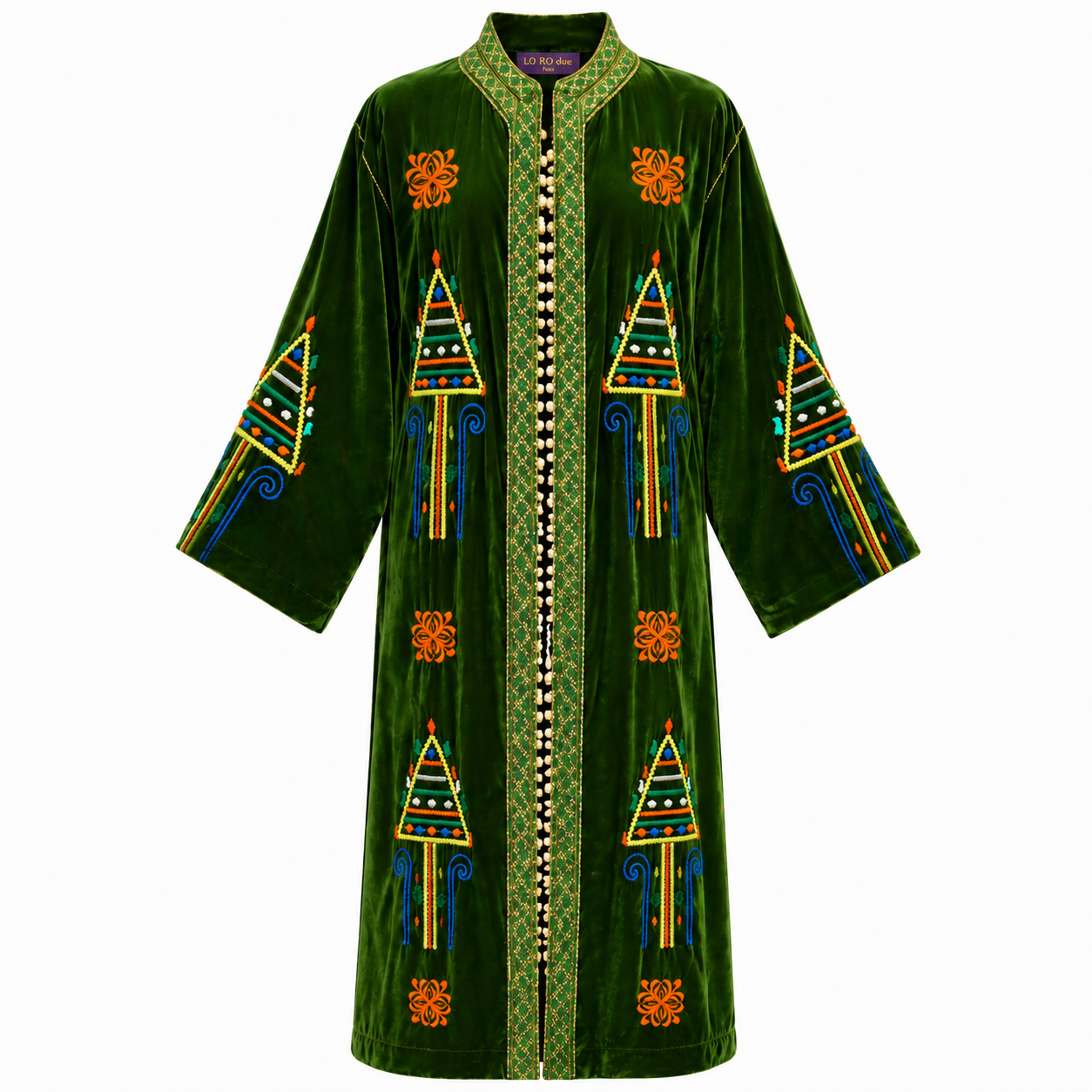 Embroidered Emerald Velvet