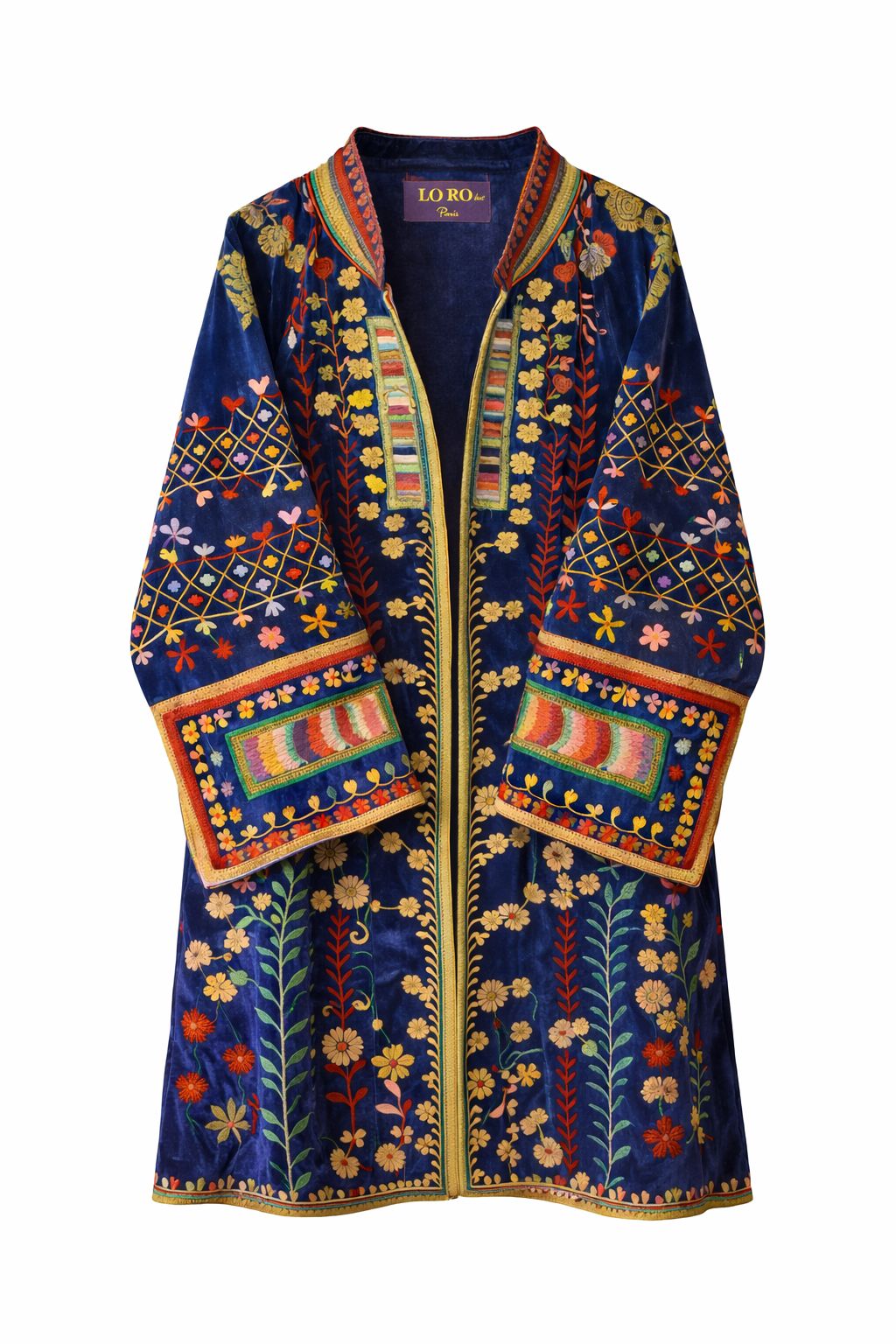 Embroidered Navy Velvet